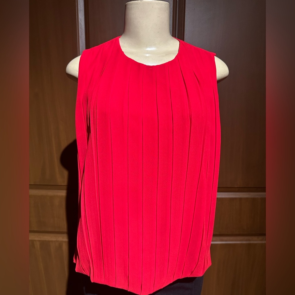 Calvin Klein Red Pleated Blouse
